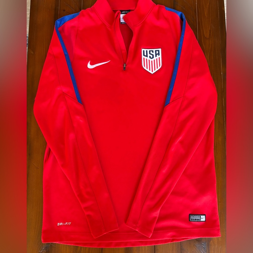 Nike USA Red and Blue Soccer Pullover, DriFit, quarter zip, patriotic